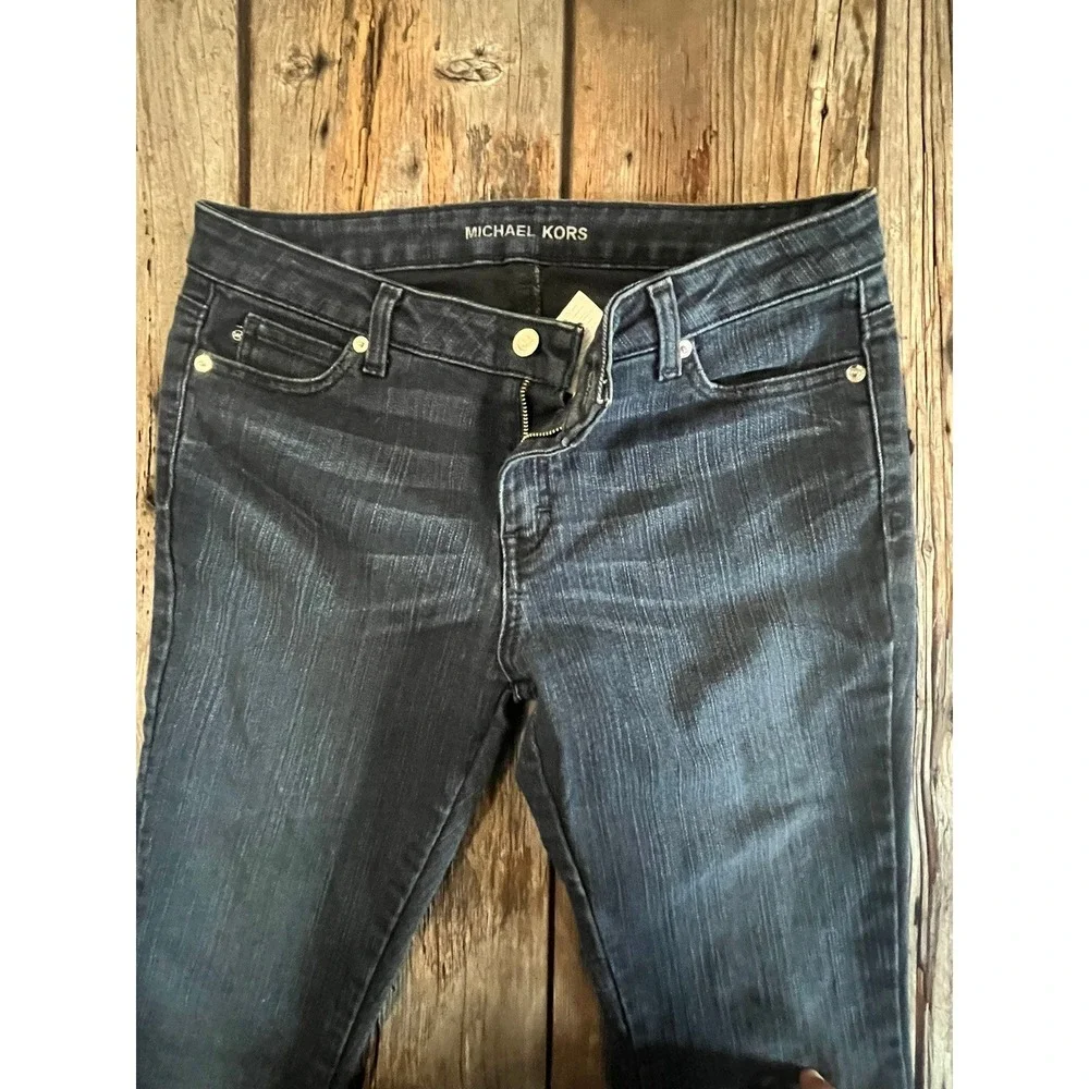 Michael‎ Kors Womens Skinny Jeans Dark Wash Denim Size 8 Mid Rise Whiskered